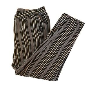Chicos Pants Black White Stripe Wide Leg Elastic Waist Women's Size 2T US